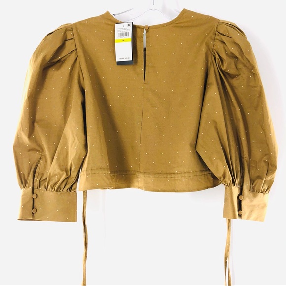 141. Danielle Bernstein Puff Sleeve Crop top With Cinch - Picture 3 of 6